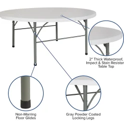 Flash Furniture Round Bi-Fold Plastic Banquet And Event Folding Table, 29