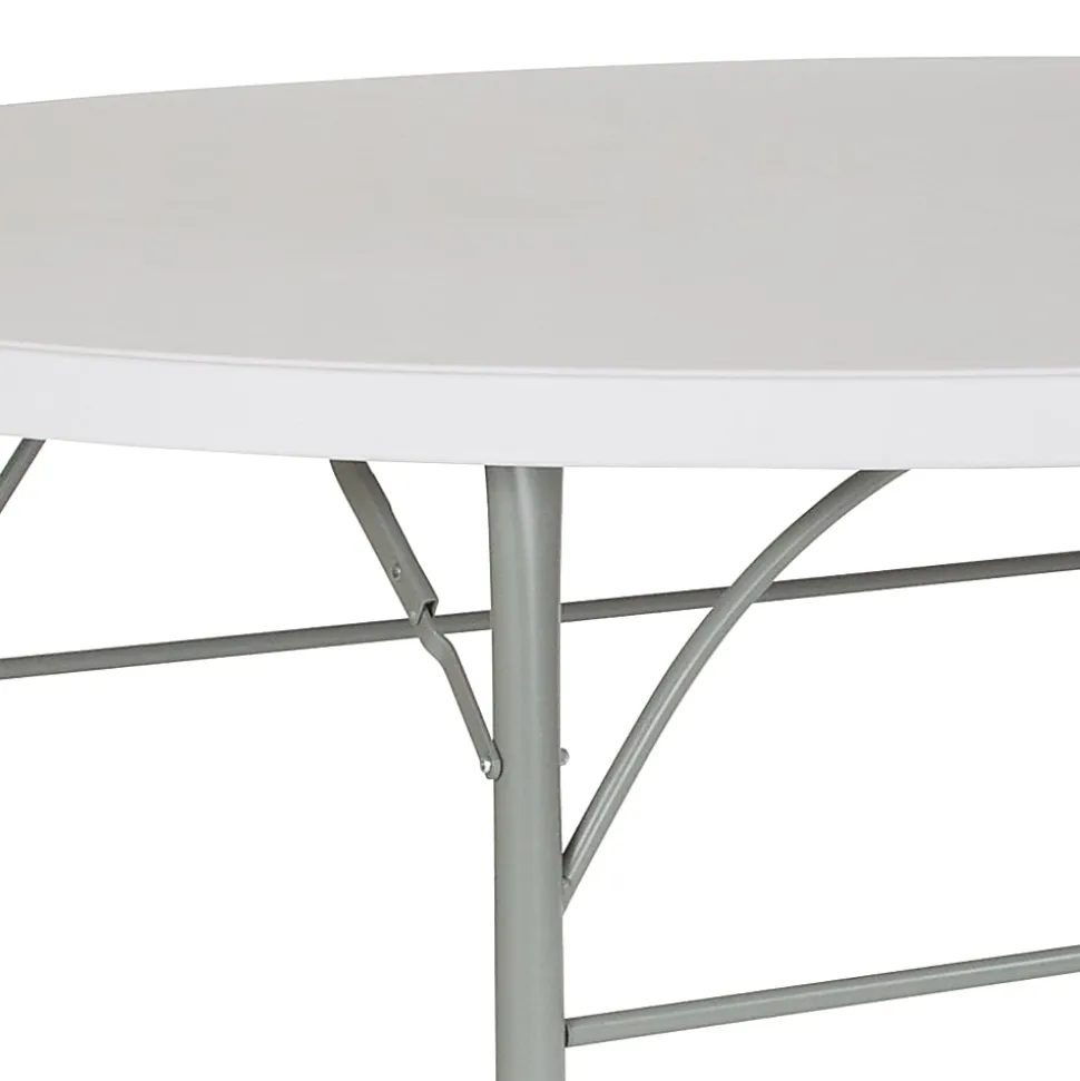 Flash Furniture Round Bi-Fold Plastic Banquet And Event Folding Table, 29"H x 71"W x 71"D, Granite White