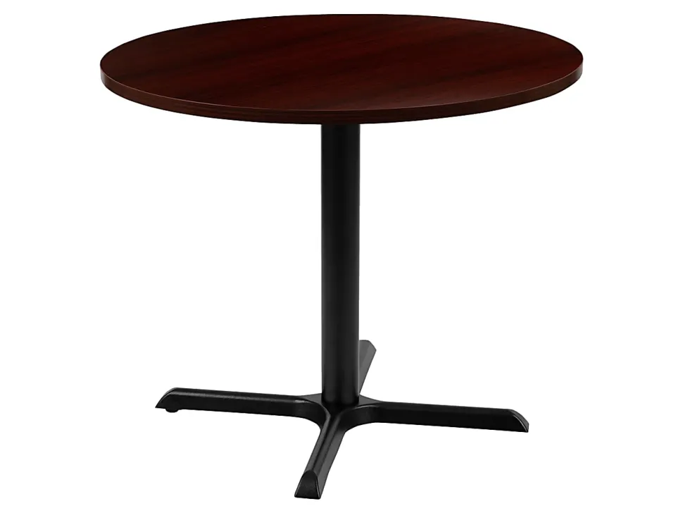 Flash Furniture Round Multipurpose Conference Table, 30"H x 35-1/2"W x 35-1/2"D, Mahogany/Black