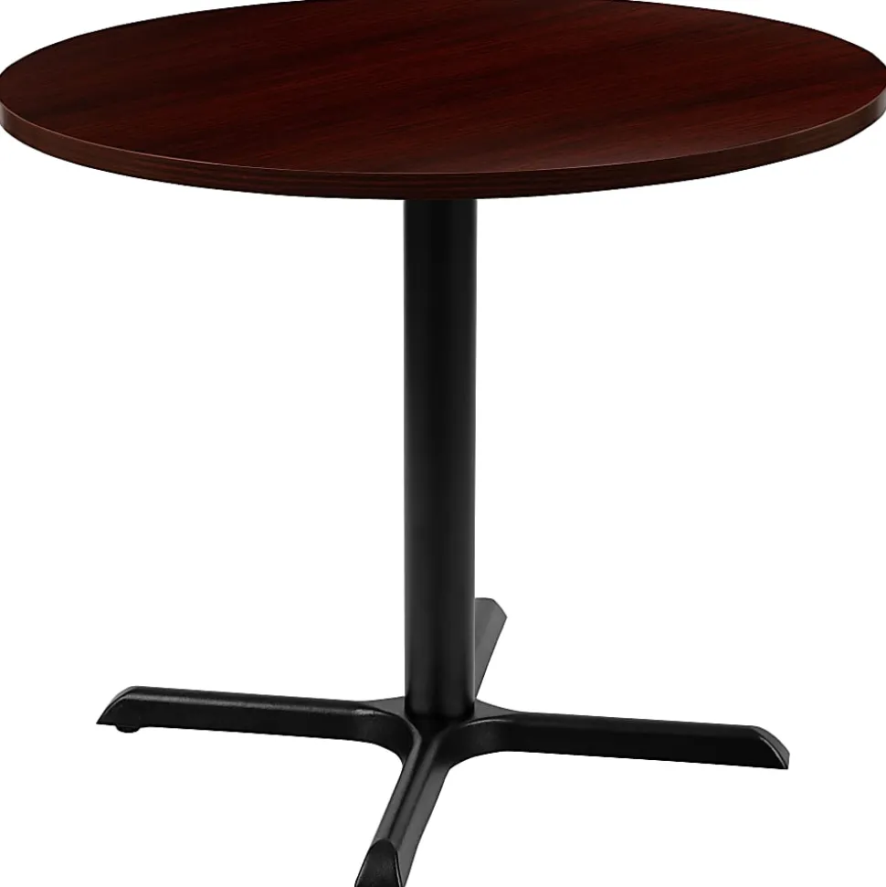 Flash Furniture Round Multipurpose Conference Table, 30"H x 35-1/2"W x 35-1/2"D, Mahogany/Black