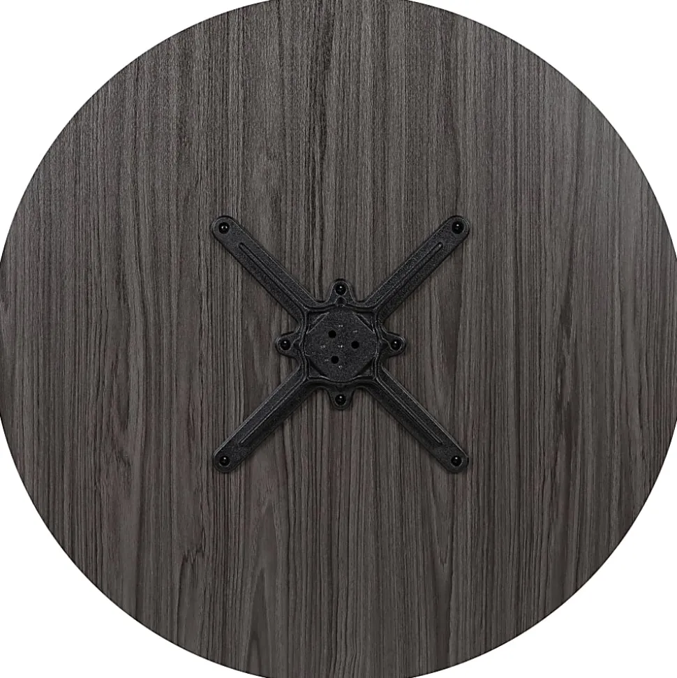 Flash Furniture Round Multipurpose Conference Table, 30"H x 35-1/2"W x 35-1/2"D, Rustic Gray/Black