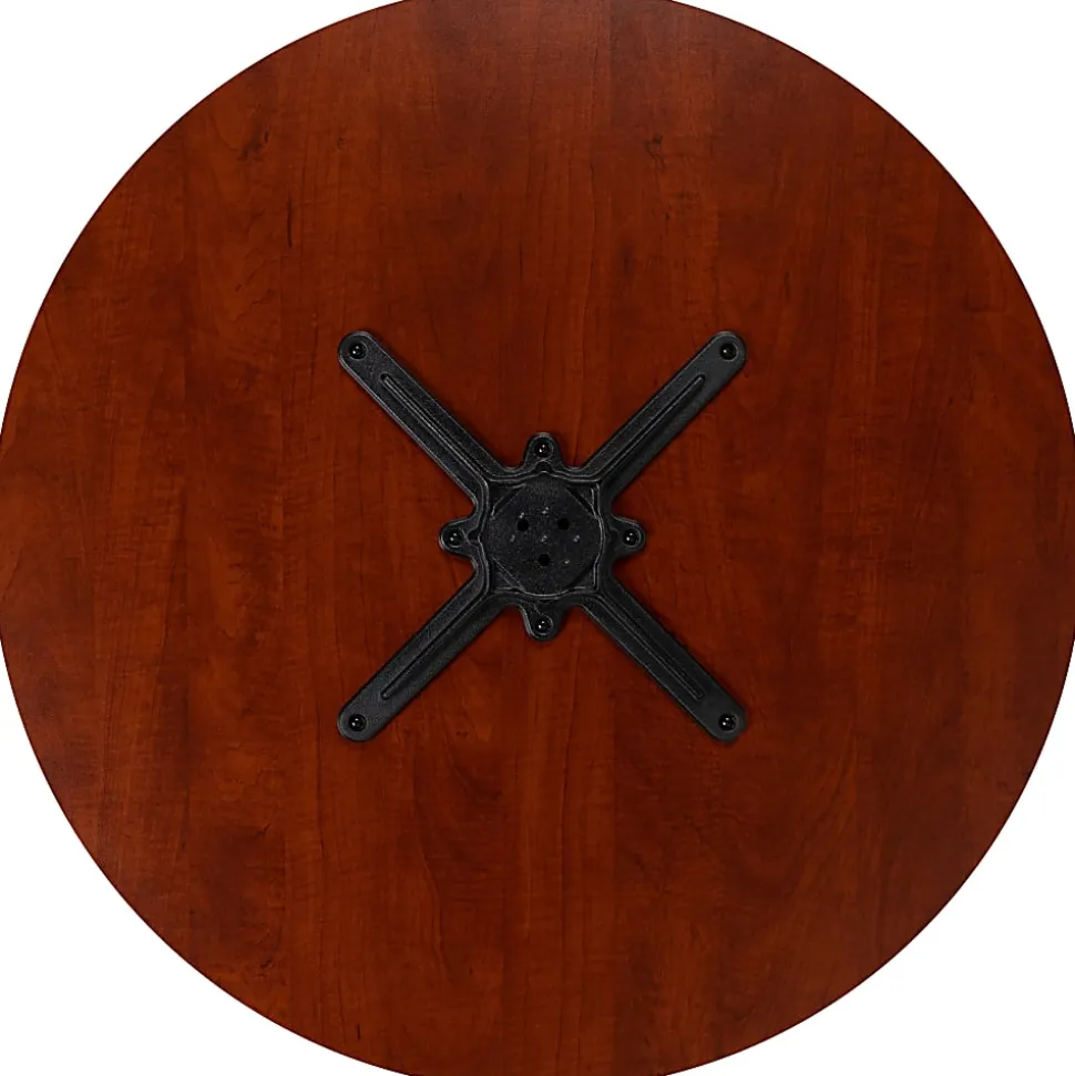 Flash Furniture Round Multipurpose Conference Table, 30"H x 35-1/2"W x 35-1/2"D, Cherry/Black
