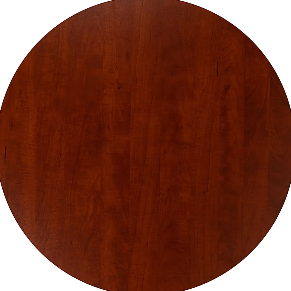 Flash Furniture Round Multipurpose Conference Table, 30"H x 35-1/2"W x 35-1/2"D, Cherry/Black