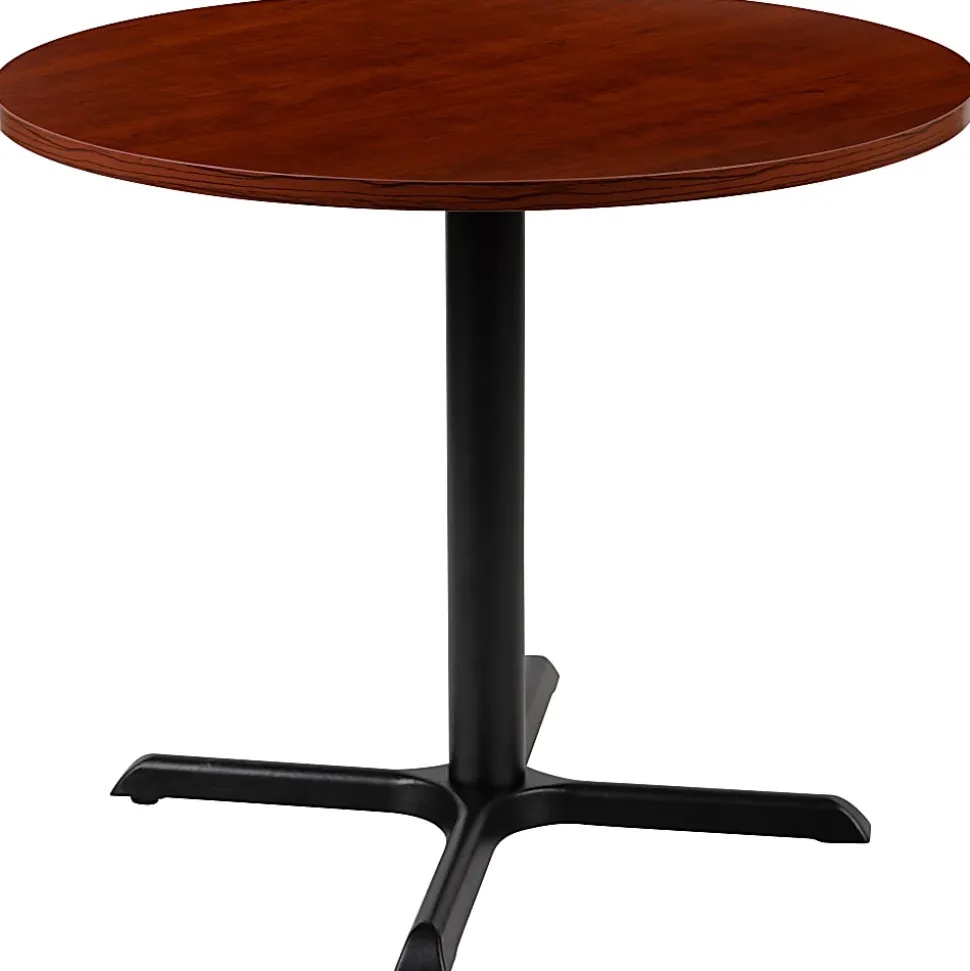 Flash Furniture Round Multipurpose Conference Table, 30"H x 35-1/2"W x 35-1/2"D, Cherry/Black