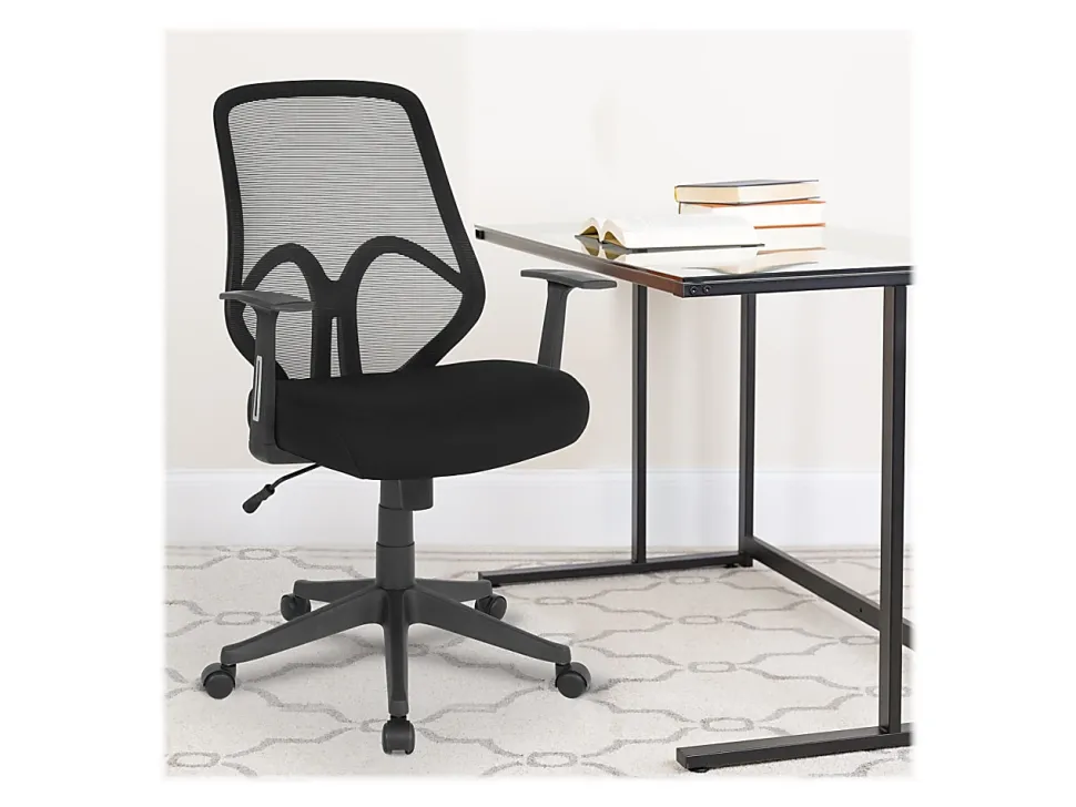 Flash Furniture Salerno Series Ergonomic Mesh High-Back Office Chair With Arms, Black