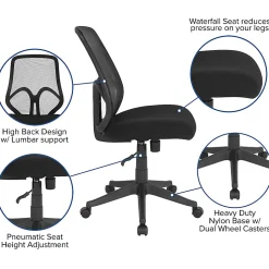 Flash Furniture Salerno Series Ergonomic Mesh High-Back Office Chair, Black