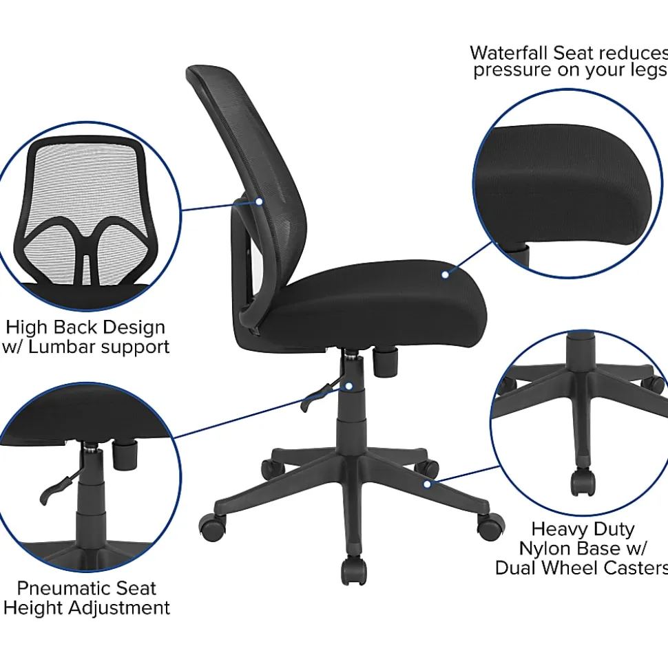 Flash Furniture Salerno Series Ergonomic Mesh High-Back Office Chair, Black