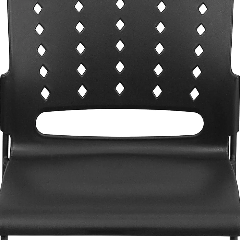 Flash Furniture Sled-Base Stacking Chair With Handle And Air-Vent Back, Black