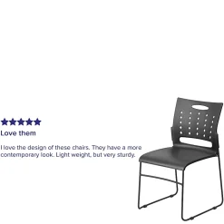 Flash Furniture Sled-Base Stacking Chair With Handle And Air-Vent Back, Black
