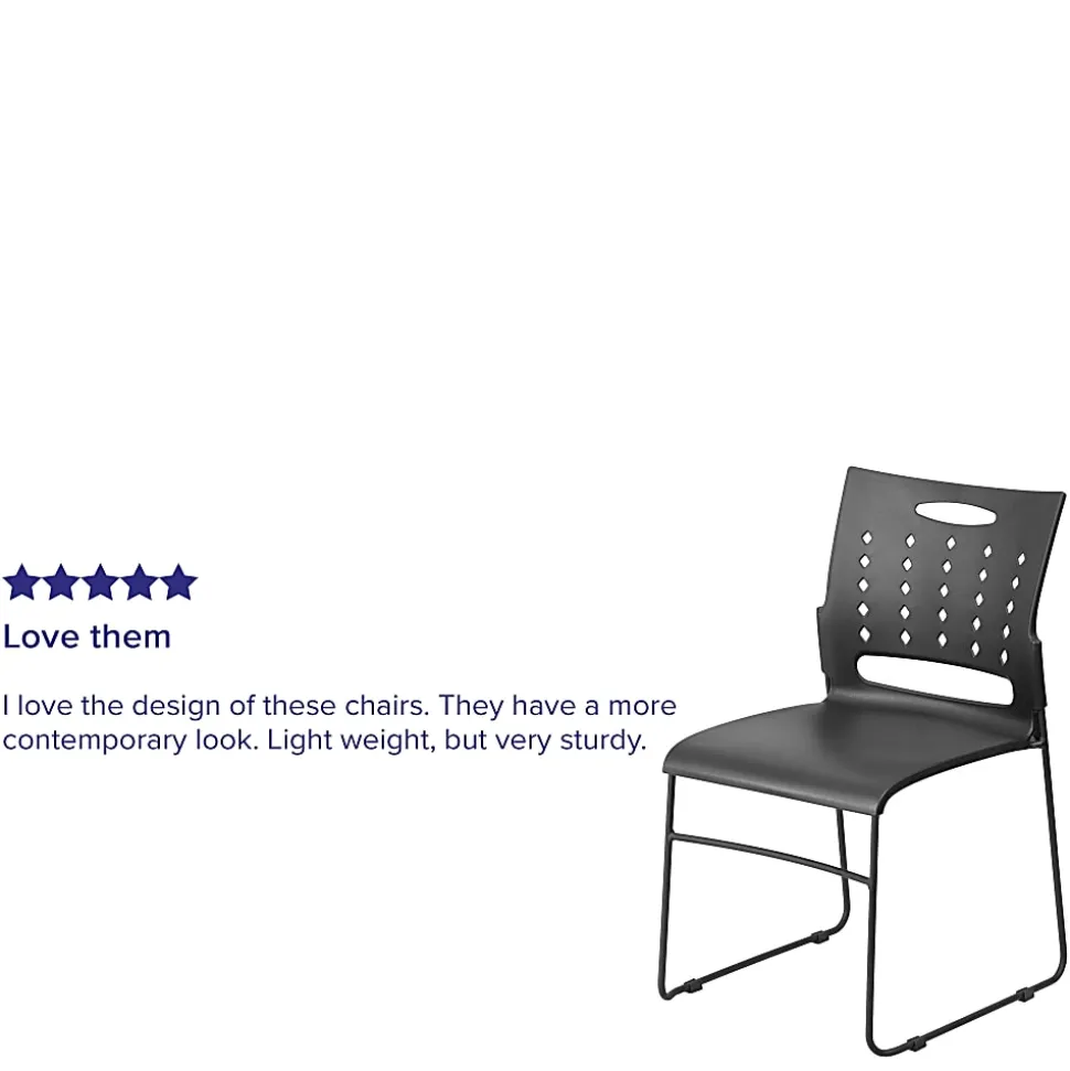 Flash Furniture Sled-Base Stacking Chair With Handle And Air-Vent Back, Black