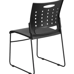 Flash Furniture Sled-Base Stacking Chair With Handle And Air-Vent Back, Black
