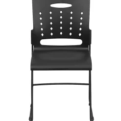 Flash Furniture Sled-Base Stacking Chair With Handle And Air-Vent Back, Black