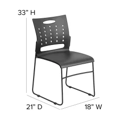 Flash Furniture Sled-Base Stacking Chair With Handle And Air-Vent Back, Black
