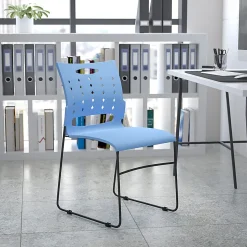 Flash Furniture Sled-Base Stacking Chair With Handle And Air-Vent Back, Blue/Black