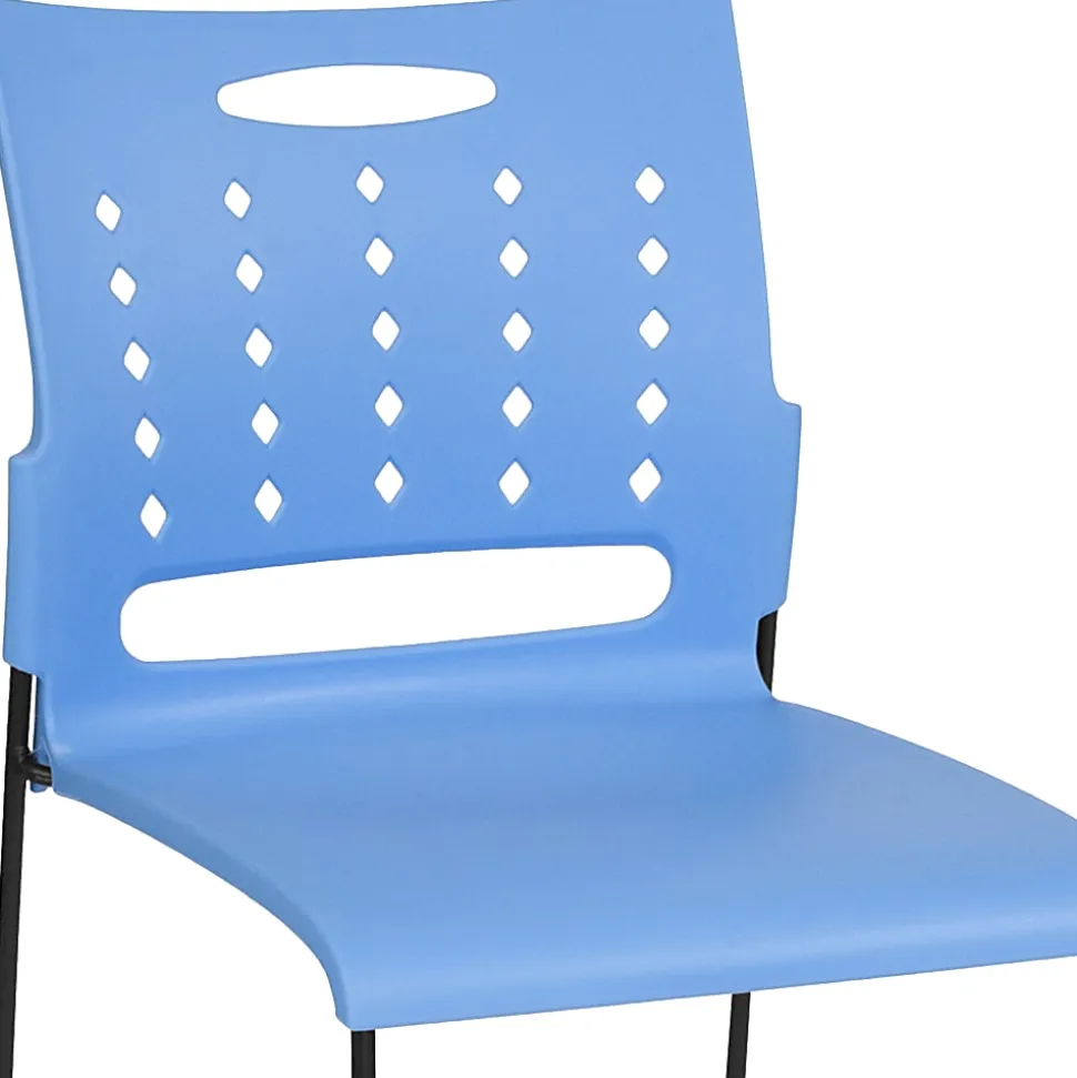 Flash Furniture Sled-Base Stacking Chair With Handle And Air-Vent Back, Blue/Black