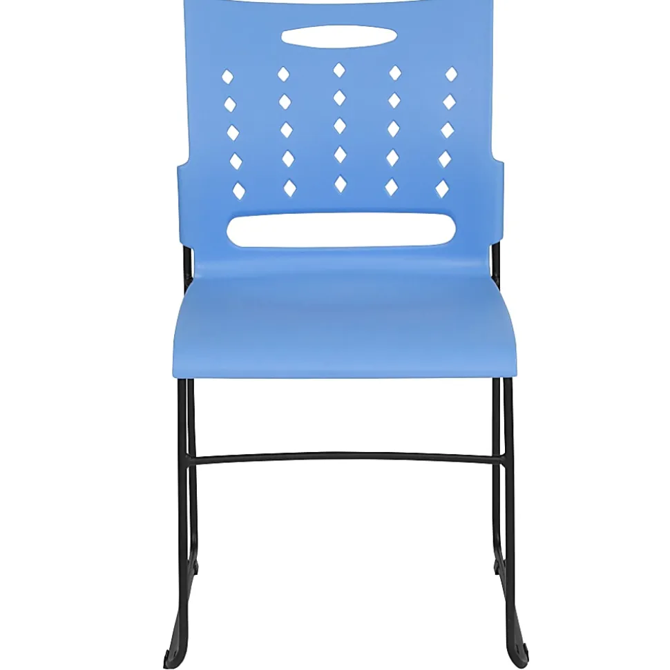 Flash Furniture Sled-Base Stacking Chair With Handle And Air-Vent Back, Blue/Black