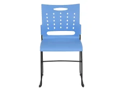 Flash Furniture Sled-Base Stacking Chair With Handle And Air-Vent Back, Blue/Black
