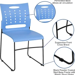 Flash Furniture Sled-Base Stacking Chair With Handle And Air-Vent Back, Blue/Black