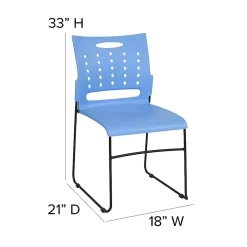 Flash Furniture Sled-Base Stacking Chair With Handle And Air-Vent Back, Blue/Black