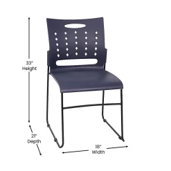 Flash Furniture Sled-Base Stacking Chairs With Handles And Air-Vent Backs, Navy