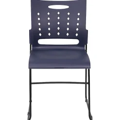 Flash Furniture Sled-Base Stacking Chairs With Handles And Air-Vent Backs, Navy