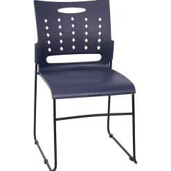 Flash Furniture Sled-Base Stacking Chairs With Handles And Air-Vent Backs, Navy