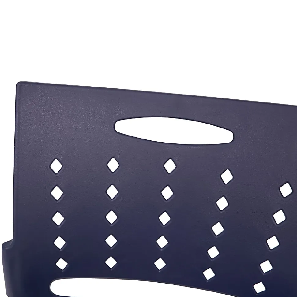 Flash Furniture Sled-Base Stacking Chairs With Handles And Air-Vent Backs, Navy