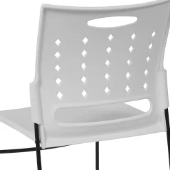 Flash Furniture Sled-Base Stacking Chair With Handle And Air-Vent Back, White/Black