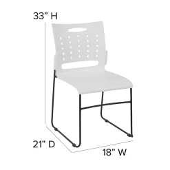 Flash Furniture Sled-Base Stacking Chair With Handle And Air-Vent Back, White/Black