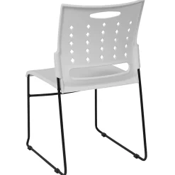 Flash Furniture Sled-Base Stacking Chair With Handle And Air-Vent Back, White/Black