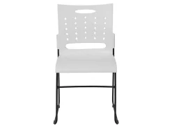 Flash Furniture Sled-Base Stacking Chair With Handle And Air-Vent Back, White/Black