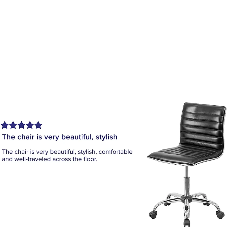 Flash Furniture Vinyl Low-Back Swivel Armless Task Chair, Black/Gray