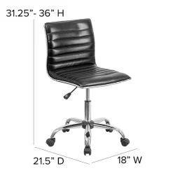 Flash Furniture Vinyl Low-Back Swivel Armless Task Chair, Black/Gray