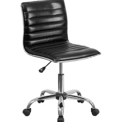 Flash Furniture Vinyl Low-Back Swivel Armless Task Chair, Black/Gray