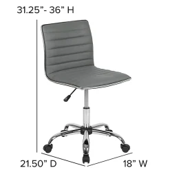 Flash Furniture Vinyl Low-Back Swivel Armless Task Chair, Light Gray/Gray