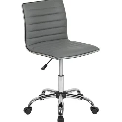 Flash Furniture Vinyl Low-Back Swivel Armless Task Chair, Light Gray/Gray