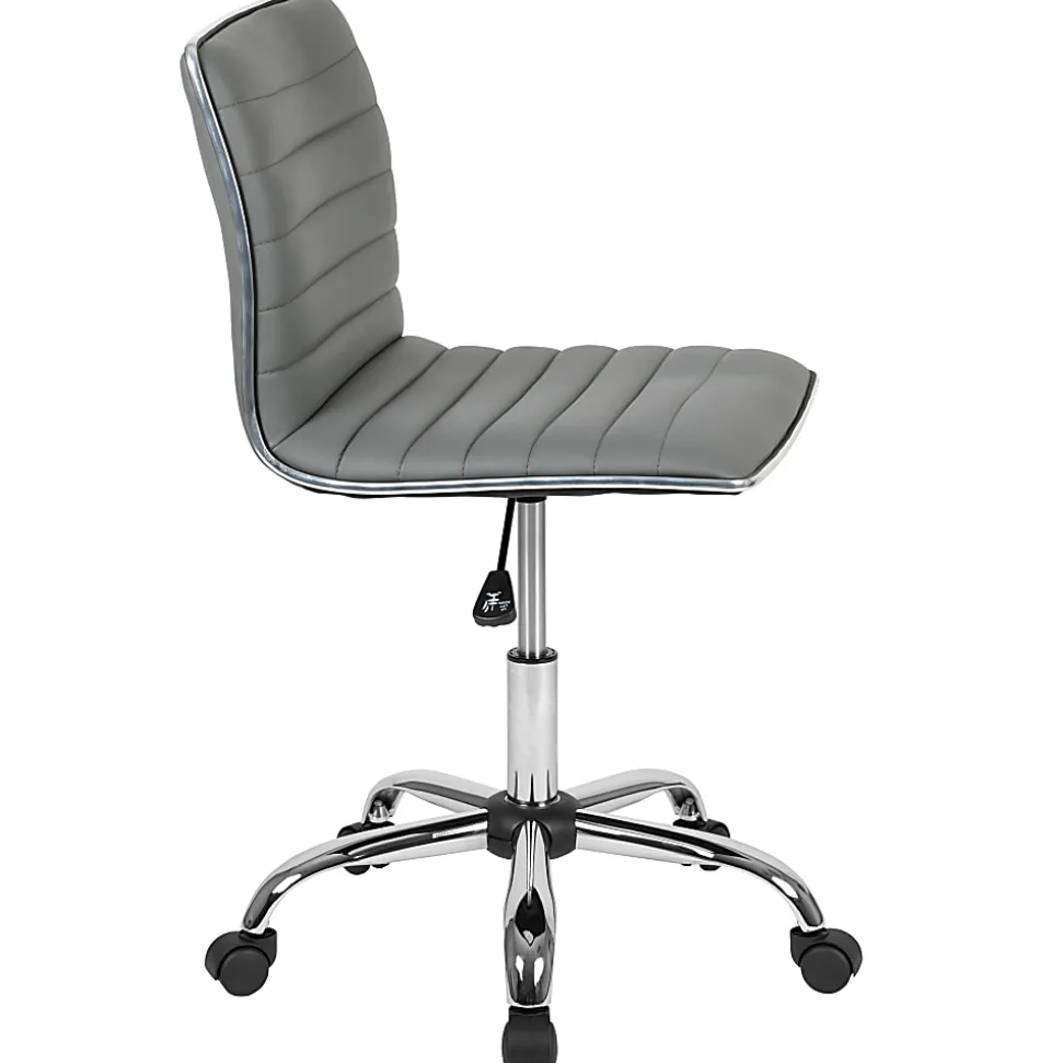 Flash Furniture Vinyl Low-Back Swivel Armless Task Chair, Light Gray/Gray