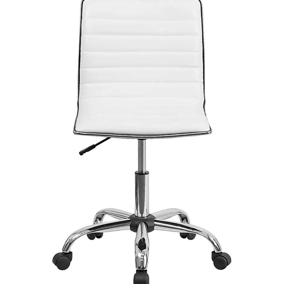 Flash Furniture Vinyl Low-Back Swivel Armless Task Chair, White/Gray