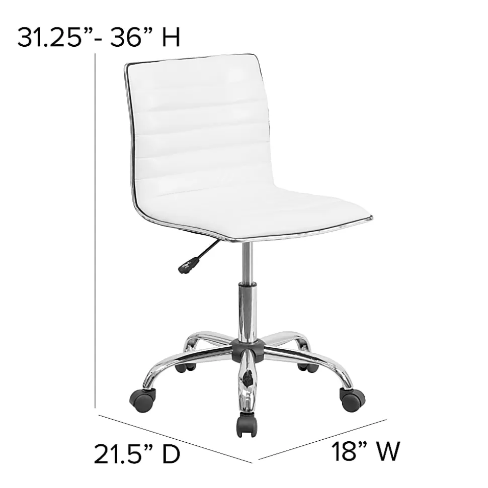Flash Furniture Vinyl Low-Back Swivel Armless Task Chair, White/Gray