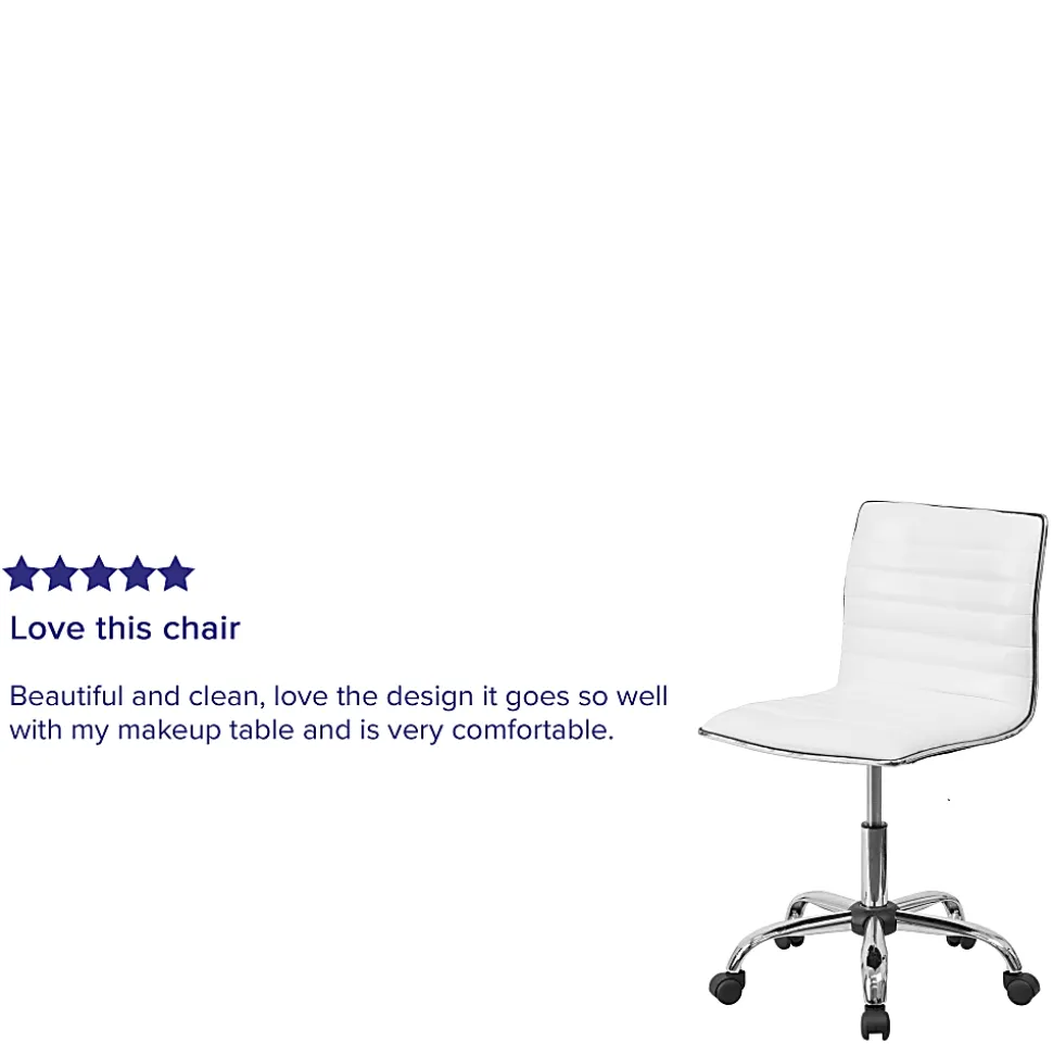 Flash Furniture Vinyl Low-Back Swivel Armless Task Chair, White/Gray