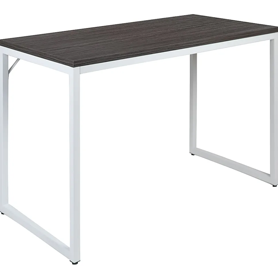 Flash Furniture 48"W Commercial-Grade Industrial Office Computer Desk, Rustic Gray/White