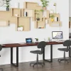 Flash Furniture 55"W Commercial-Grade Industrial Office Computer Desk, Mahogany
