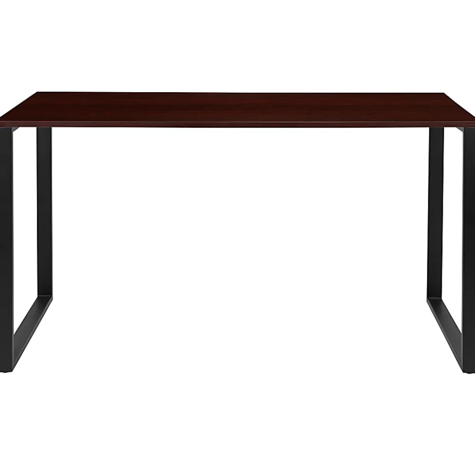 Flash Furniture 55"W Commercial-Grade Industrial Office Computer Desk, Mahogany