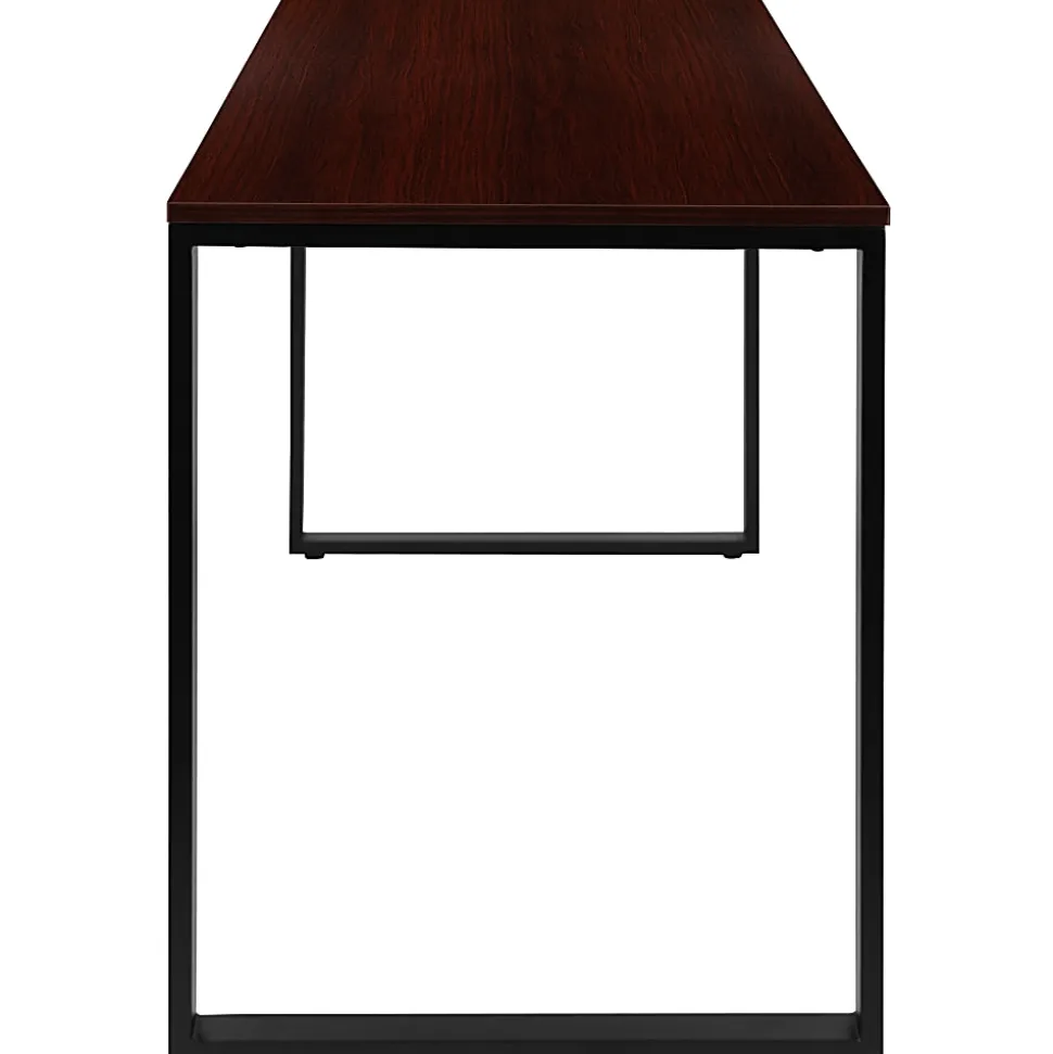 Flash Furniture 55"W Commercial-Grade Industrial Office Computer Desk, Mahogany