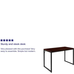Flash Furniture 48"W Commercial-Grade Industrial Office Computer Desk, Mahogany