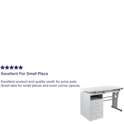 Flash Furniture 48"W Computer Desk With 3-Drawer Single Pedestal, White