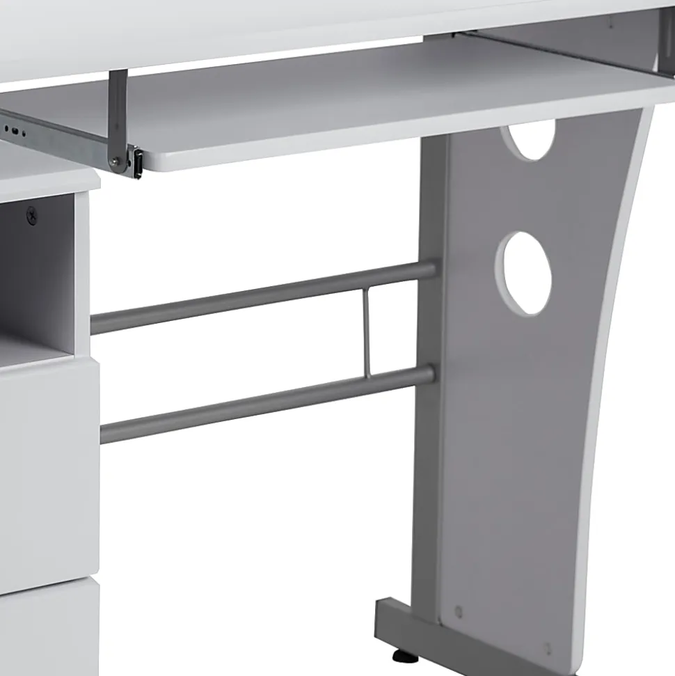 Flash Furniture 48"W Computer Desk With 3-Drawer Single Pedestal, White