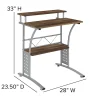 Flash Furniture 28"W Computer Desk With Storage Shelves, Rustic Walnut