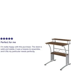 Flash Furniture 28"W Computer Desk With Storage Shelves, Rustic Walnut