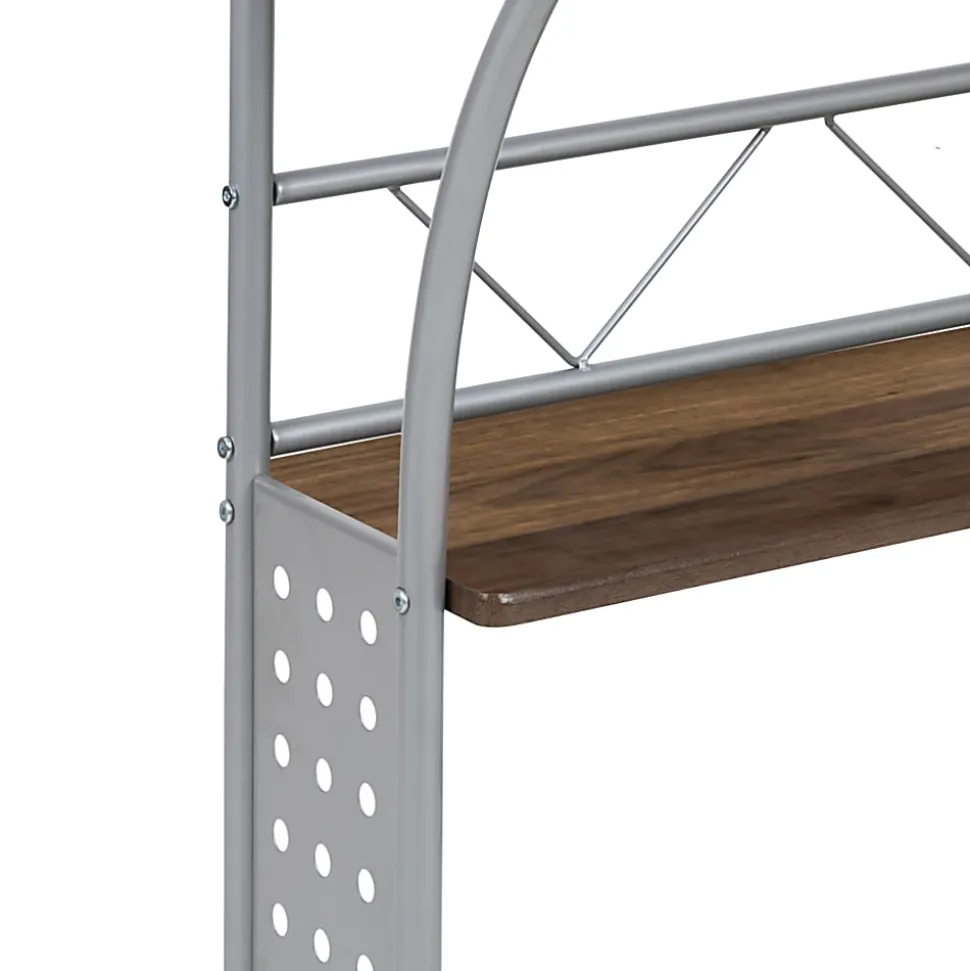 Flash Furniture 28"W Computer Desk With Storage Shelves, Rustic Walnut